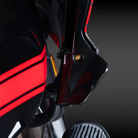 Fresh Gold Titanium Handlebar Clamp Bolts And Brake Clutch Perch Screws viewed on a Harley motorcycle with red accents.