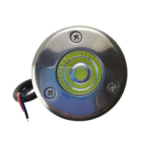 Close-up of 3W LED light from 12 Pack 3W In Ground Well LED Lights Cool White 6000K Low Voltage 12V 24V DC AC Outdoor Landscape Spotlight