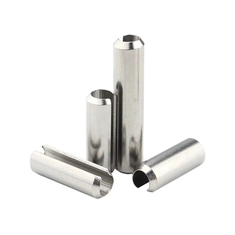 Slotted Spring Pins Set In 304 Stainless Steel, Dowel Roll Pins M1.5 To M12 displayed in a close-up view