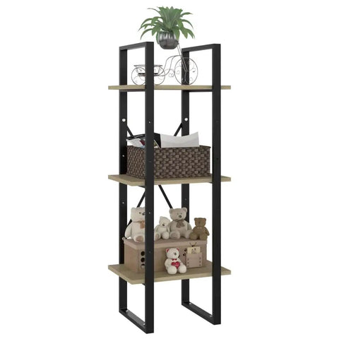 Space Saving 3 Tier Book Cabinet Made From Engineered Wood, Slim 15.7 By 11.8 By 41.3 Inches Bookcase With Three Shelves