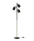 Annecy 58 Inch Rustic Floor Lamp With 3 Lights, Dark Bronze Finish, Seeded Glass Shades, Weighted Base, And Individual On Off Rotary Switches