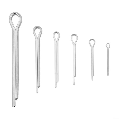 Six Size 304 Stainless Steel Cotter Pins Kit With Hairpin Spring Retaining Pins For Automotive And Machinery Repair, shown in six sizes.