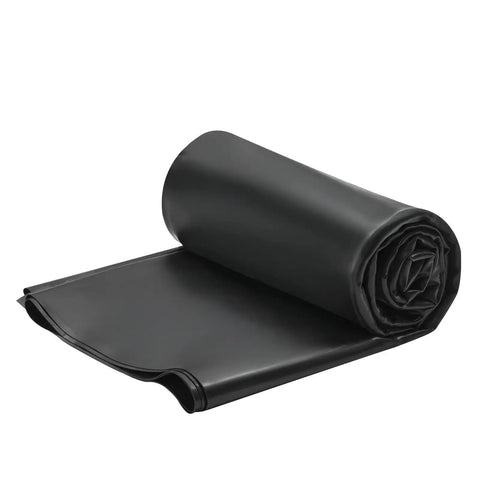 Heavy Duty EPDM Roll Roofing 45 Mil Thick Waterproof Membrane Covers Twenty By Twenty Five Feet unrolled roll of black roofing material.