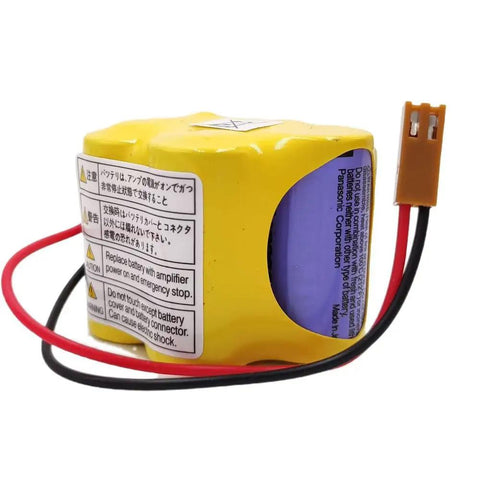 Close-up of 10 Pack 6V 4400mAh BR-2/3AGCT4A non rechargeable lithium battery with brown plug for Fanuc A98L-0031-0025 CNC system.