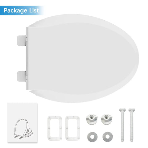 Smooth Closing Elongated Toilet Seat Featuring Built In Toddler Potty Training Insert And Reliable Slow Drop Lid, package components.
