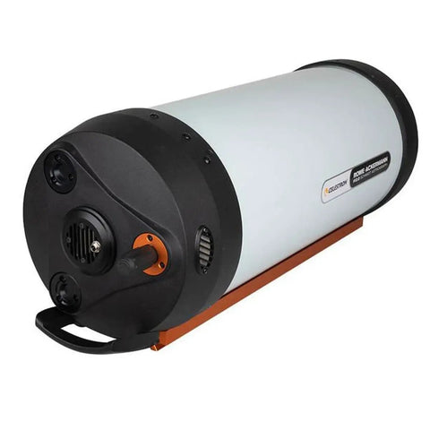 RASA 8 Inch Rowe Ackermann Schmidt Astrograph for astrophotography shown from side angle with stable focusing system