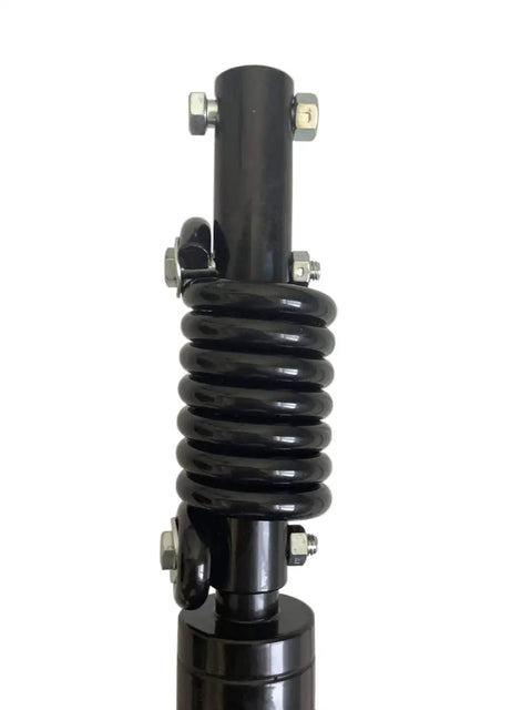 Close-up of Earth Auger Spiral Drill Bit 8 Inch Diameter 36 Inch Length Post Hole Digger with heavy-duty spring coil.