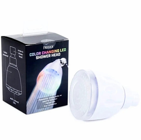 Color Changing LED Shower Head With Rainbow Lights And High Pressure Rainfall Spray For A Spa Like Shower Experience No Batteries Needed Easy To Install with packaging