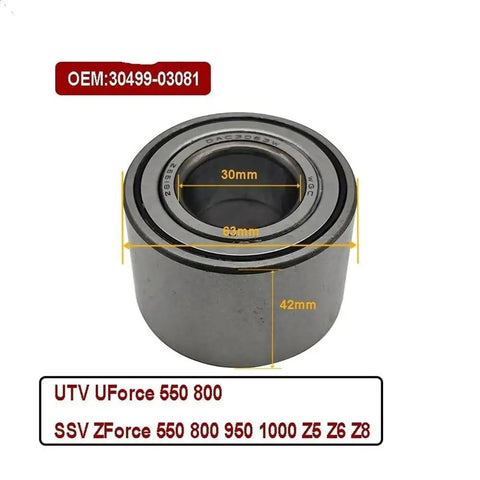 Built Different DAC3063W Rear Wheel Hub Bearing Kit For CFMoto UForce 550 800 1000 ZForce 550 800 1000 UTV Off Road Gear showing dimensions 30mm x 63mm x 42mm.