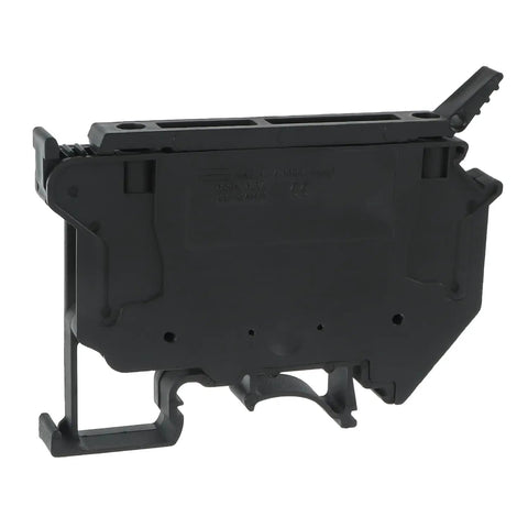 Heavy Duty Fuse Holder Terminal Block With LED Indicator For DIN Rail 24V DC 6.3A Screw Clamp 5x20 5x25 6x30 Fuse Sizes Black Pack Of 6 Industrial Grade, rear view