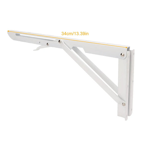 Easy Installation Folding Table Bracket For Wall Mount Foldable Shelf Bracket shown in folded position, 34cm length