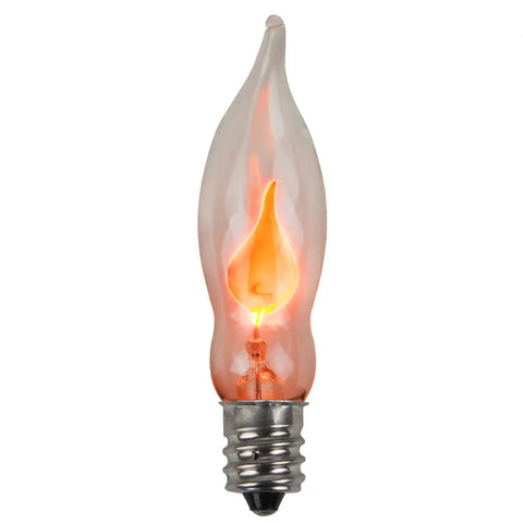 Flicker Flame Light Bulb Dope Orange Candle Like Glow 3 Watt 130 Volt E12 Candelabra Base Nickel Plated Realistic Dances With Flicker