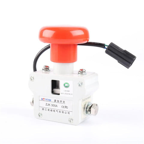 ZJK300a Heavy Duty Stop Switch For Industrial Control Panels, featuring red button and solid white body, designed for safety.