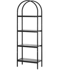 Rustic Vintage 4-Tier Arched Metal Storage Bookcase Freestanding Open Shelving Unit with four open shelves