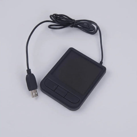 Industrial USB Wired Touchpad Mouse Panel Mount With Rectangular Housing And Mounting Ear For Tight Rack Drawers Control Built Tough For Rugged Tech Setups And Three Button Navigation, USB cable and three-button panel view