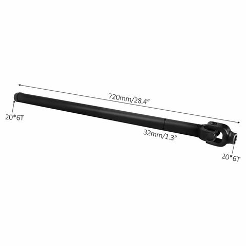 Four Wheel Drive 720mm 6 Tooth Drive Shaft for ATV UTV Go Kart Quad Buggy DIY Rear Drive Transmission Axle and Differential Case Housing Gearbox Heavy Duty Off Road Ready Replacement Part side view with measurements