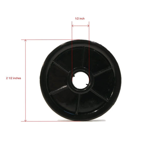 Garage Door Opener Idler Pulley 144C56 Black Replacement Part For Chain And Cable System, front view with measurements