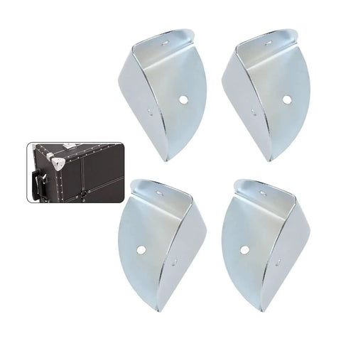 Tough As Nails 4 Piece Metal Luggage Corner Protectors Using 38mm Aluminum Edge Guards, showing 4 scalloped edge brackets.