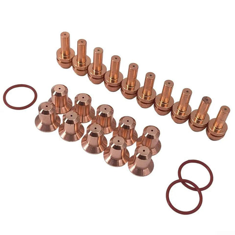23 Piece Plasma Cutter Consumables Kit for AirForce 400 with copper electrodes, nozzles, and rubber O-rings for welding