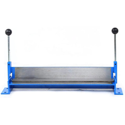 Heavy Duty 760mm Sheet Metal Brake, Adjustable 0 To 90 Degree Steel Bender, Built Tough Bending Machine For Up To 1.2mm Thickness, flat steel bending tool in blue with manual handles.