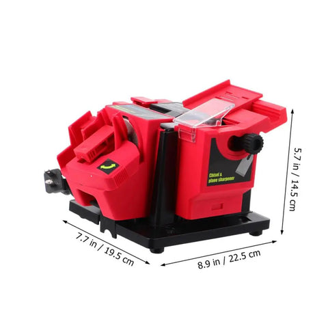 Top Shelf Electric Knife Sharpener For Kitchen Blades And Drill Bits Quick Multi Function Tool With Compact Build For Scissors Cleavers And Razor Edges Works Like A Dream Daily, red and black design.