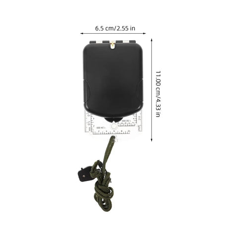 Back view of Trail Ready Multi Functional Navigation Compass With Mirror And Scale Lightweight Luminous Outdoor Orienteering Tool