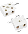 Two white uxcell 2-way ceramic terminal blocks for high-temp electrical wire connections