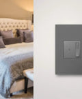 Tru-Universal Dimmer Switch 450W for LED, Incandescent, Halogen, Fluorescent, CFL, Flicker-Free SoftTap Dimming, Magnesium Finish on wall