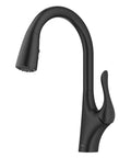 Dual Function Pull Down Kitchen Faucet With 18 Inch Reach Hose Aerated Stream For Filling Large Pots And Heavy Duty Spray For Cleaning Easy Clean Nozzles For Mineral Buildup Single Handle Matte Black