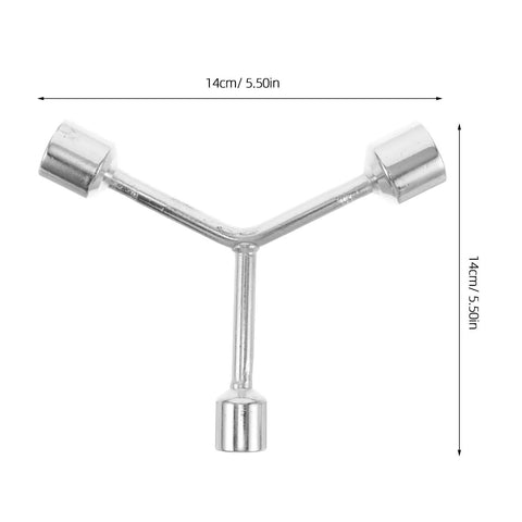 Heavy Duty Y Shape Three Prong Socket Wrench For Pool Table Rail Fix and Felt Cloth Swap, silver metal, 14cm in size.