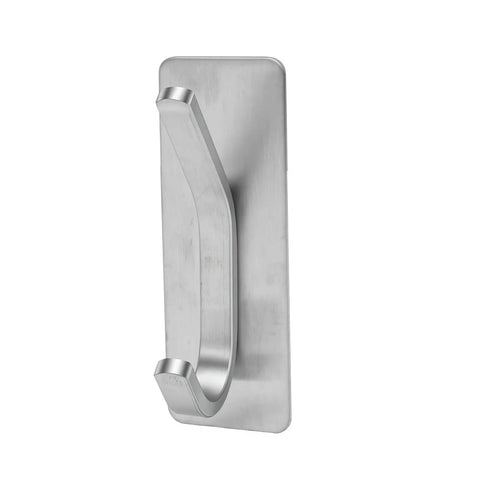 Insane Grip No Drill Towel Hooks Six Pack Silver Rust Proof Heavy Duty Bathroom Wall Mount showing a single stainless steel hook.