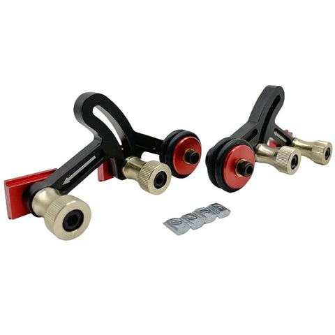 Buttery Smooth Glide No Sweat Setup Rock Solid Precision Tracking Table Saw Stock Guides with shockproof aluminum rollers and push blocks.