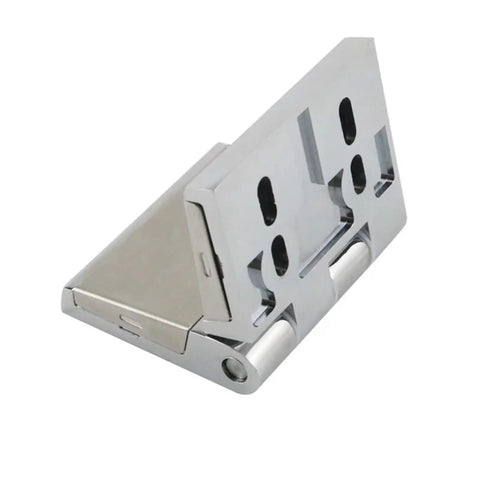 Built Like A Truck Zinc Alloy Pivot Hinge For Industrial Heavy Duty Electrical Enclosure Boxes And Secure Gate Latching Hardware Corrosion Resistant Matte Finish Unit, side view showing hinge mechanism.