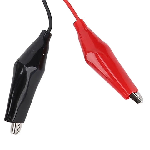 Close-up of black and red alligator clips for Portable 20W RC Battery Balance Charger With Built In Safety Guards No Drama Beefed Up