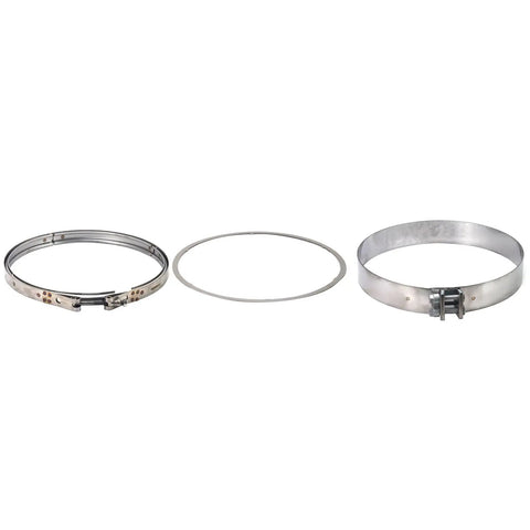 Built Tough DPF Filter Exhaust Pipe V Band Clamp And Gasket Replacement Set For Detroit Diesel Engine - Three steel clamps and gasket.