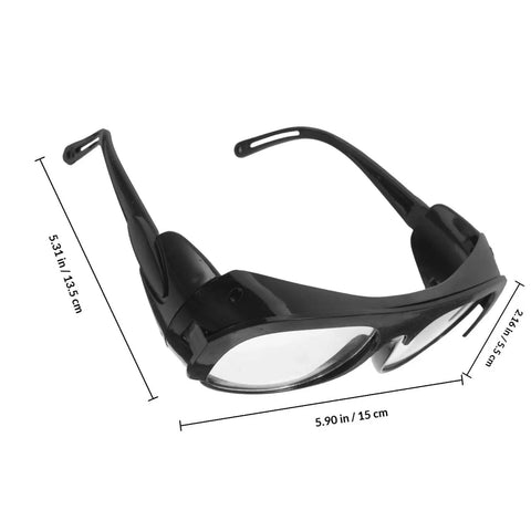 Badcas Steampunk Welding Goggles with Flip up Lenses for Spark and Debris Defense 6 Pack Bundle side view with dimensions