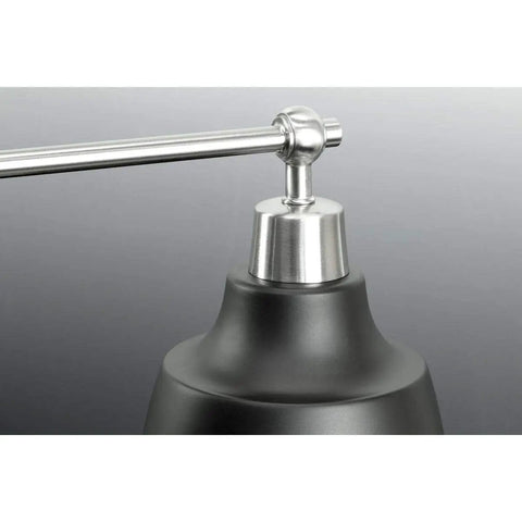 Bramlett Brushed Nickel Two Light Bath And Vanity Fixture With Matte Black Shades And Back Plate, shade detail
