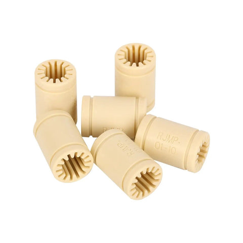 12 Pack Sealed Steel Linear Ball Bearings 10X19X29mm LM10UU Mini Slide Bushings For CNC And 3D Printers, beige bushings stacked.