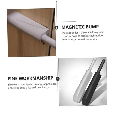Close-up of 4 Piece Cabinet Push Open Latch Set Bringing Zero Drama Touch To Open Hidden Rebounder Hardware for cabinet doors.
