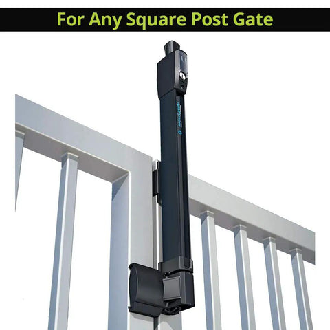 MagnaLatch Top Pull 20 Inch Gate Latch Magnetic Lock System mounted on a square gate frame for pool safety