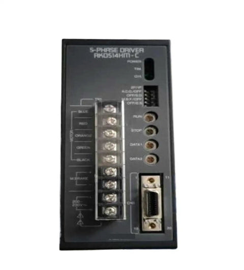 Front view of the RKD514HM-C Stepper Motor Driver and Industrial Motion Controller, showing connectors and ports.