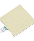 Side view of S40 ST thin Kraftsensor pressure sensor pad; beige square film with teal connectors and metal pins.