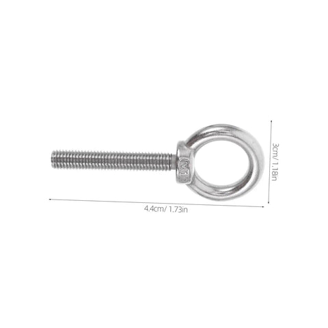 Stainless Steel Eye Bolt M10x60 Kit With Nuts And Washers Heavy Duty Threaded Eye Bolts Built To Last For Deep Structures And Thick Materials Secure Hook Points Durable Hardware For Industrial Outdoor And Workshop Use, side view