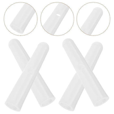 Top Shelf Folding Umbrella Repair Kit With Durable White Plastic Tail Beads And Quick Setup Design For Hassle Free Bone Coverage and Game Changing Weather Defense Slick Replacement Caps. Four white plastic tail beads for umbrella repair.