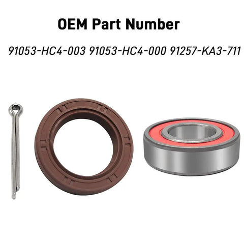 Front Wheel Hub Bearing And Seal Replacement Kit Compatible With Recon 250 And Rancher 350 ATVs featuring a brown seal and silver bearing.