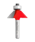 Carbide Chamfer Router Bit, 45 Degree Cutting Angle, 1-11/32 Inch Diameter, 1/4 Inch Shank, 1/2 Inch Bearing, Two Flute Cutter