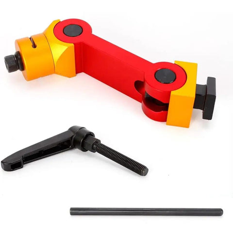 Built Tough Cnc Milling Vise Part Stop Locator Slick Adjustable Work Block For 5 Axis Tables red, yellow, and black precision tool.
