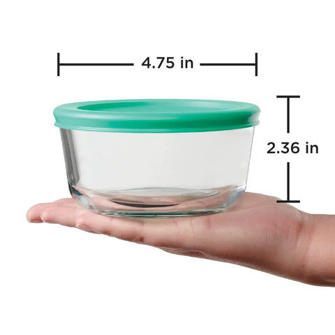 Two Cup Glass Storage Containers With Lids Set Of Four Mint Snugfit Lids Keeps Leftovers Fresh