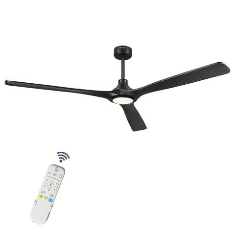 52 Inch Indoor Outdoor Ceiling Fan With Lights And Remote, Matte Black Dope Modern Look with reversible blades and remote control