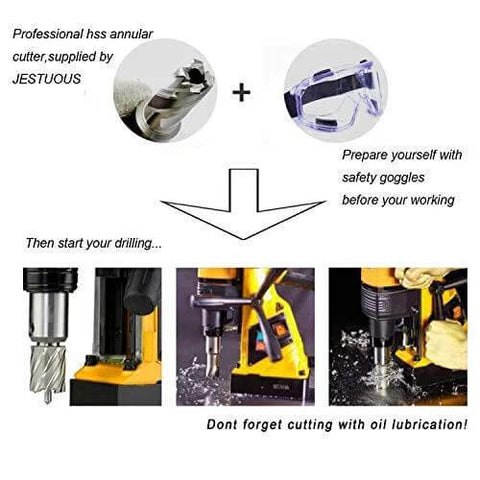Annular cutter set, 13 pcs, HSS, Weldon shank, 3/4 in diameter, includes 2 pilot pins, front view